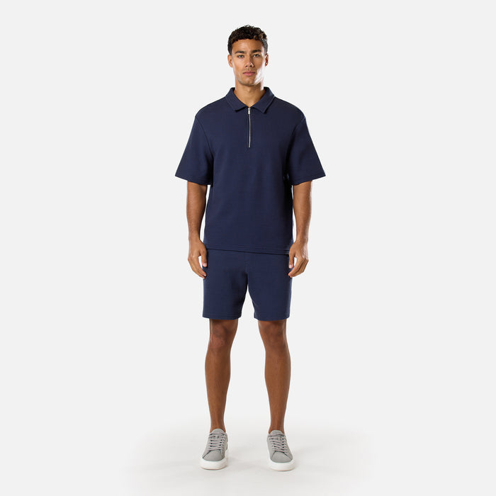 Short Sleeve Textured Polo | Navy
