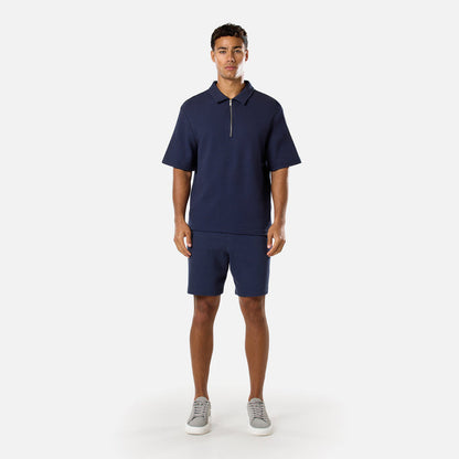 Short Sleeve Textured Polo | Navy