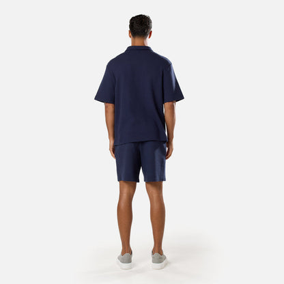 Short Sleeve Textured Polo | Navy