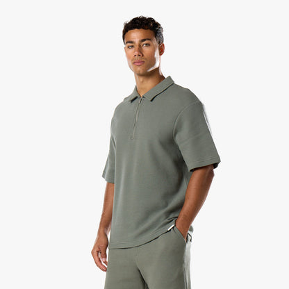 Short Sleeve Textured Polo | Olive