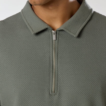 Short Sleeve Textured Polo | Olive
