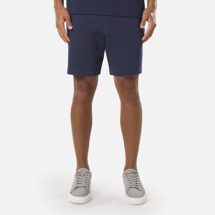 Short Sleeve Textured Polo Twinset | Navy