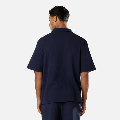 Short Sleeve Textured Polo Twinset | Navy