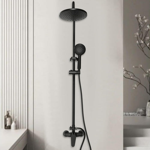 Shower Mixer Combination Round Black