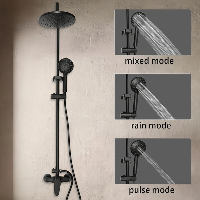 Shower Mixer Combination Round Black