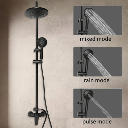 Shower Mixer Combination Round Black