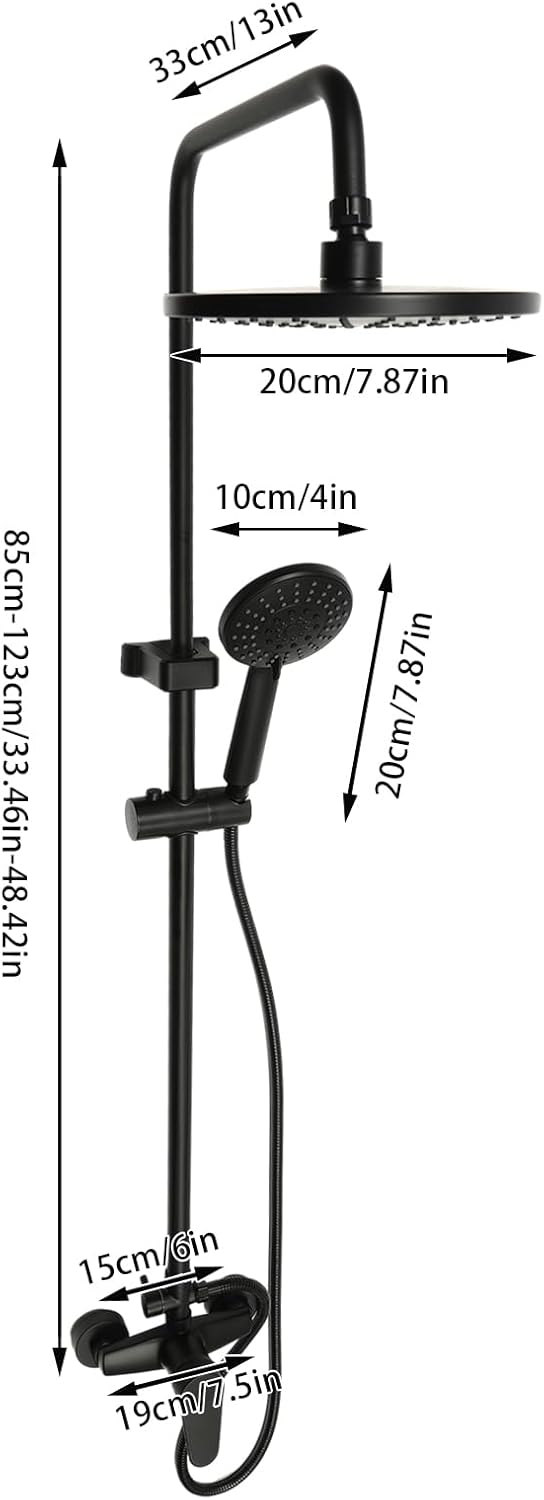 Shower Mixer Combination Round Black