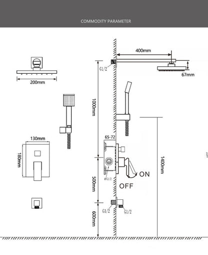 Shower Mixer Combination Square Set