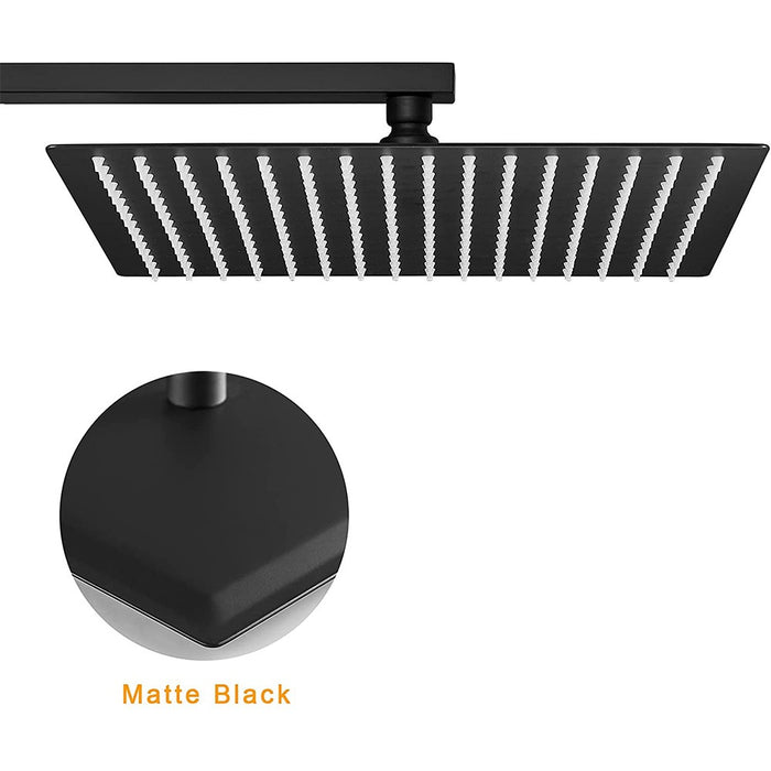 Shower Rose - Wall Mount Arm Square Chrom/Black