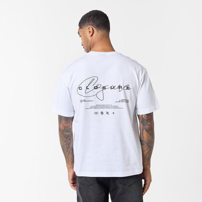 Men's  White Signature Studios T-Shirt  Closure London  Front View