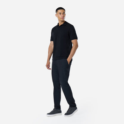 Smart Pique Open Collar Polo | Black