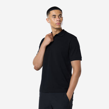 Smart Pique Open Collar Polo | Black