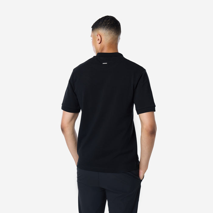 Smart Pique Open Collar Polo | Black
