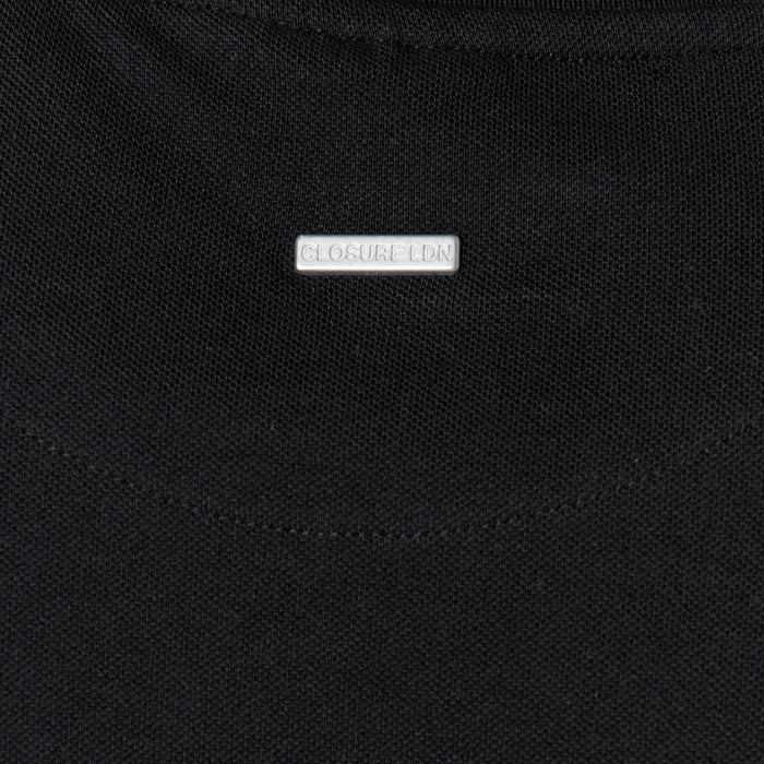 Smart Pique Open Collar Polo | Black