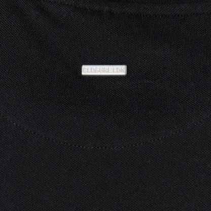 Smart Pique Open Collar Polo | Black