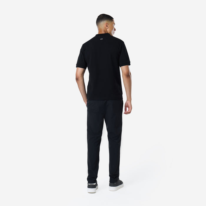 Smart Pique Open Collar Polo | Black