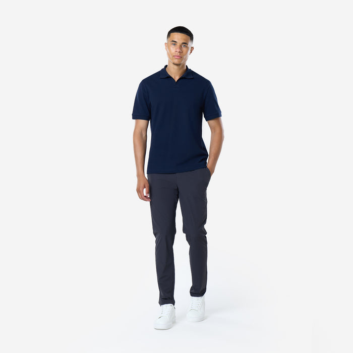 Smart Pique Open Collar Polo | Navy