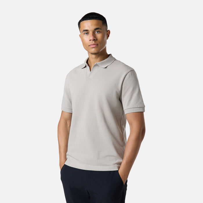 Smart Pique Open Collar Polo | Stone