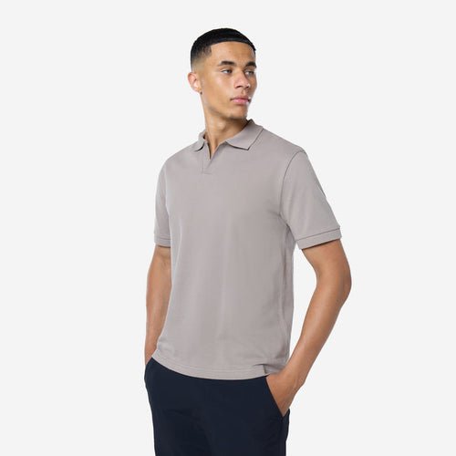 Smart Pique Open Collar Polo | Taupe