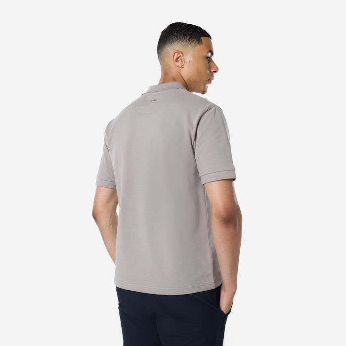 Smart Pique Open Collar Polo | Taupe