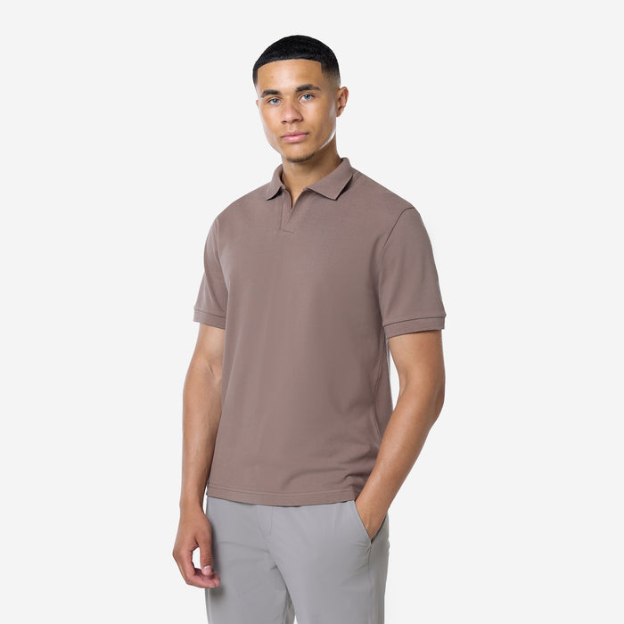 Smart Pique Open Collar Polo | Warm Brown