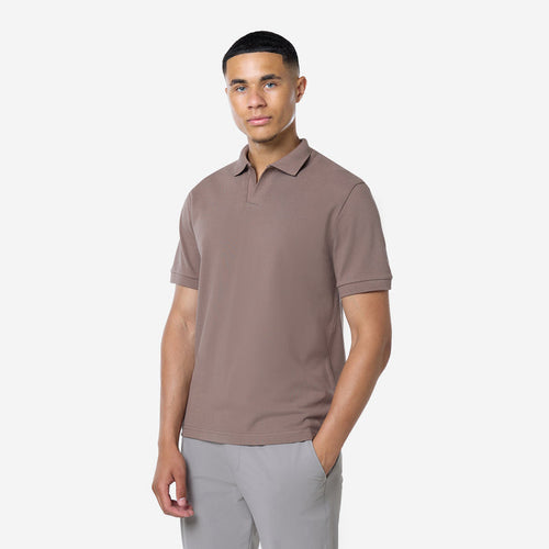 Smart Pique Open Collar Polo | Warm Brown