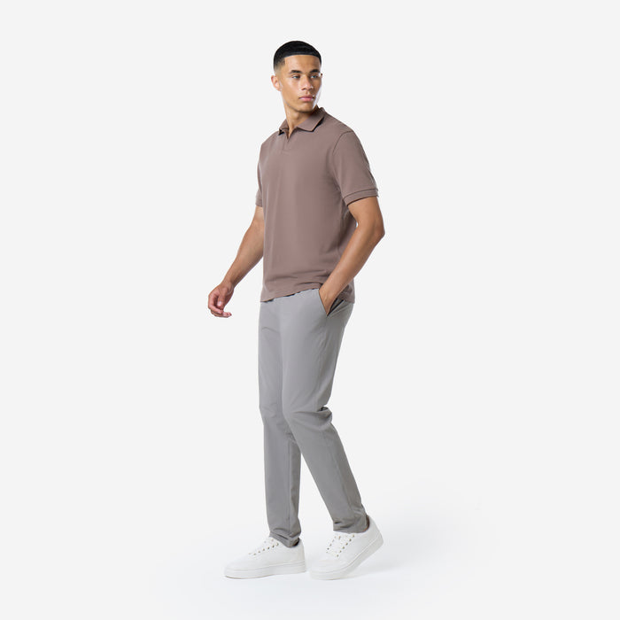 Smart Pique Open Collar Polo | Warm Brown