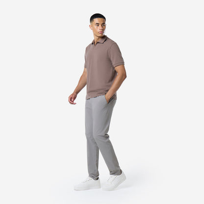 Smart Pique Open Collar Polo | Warm Brown