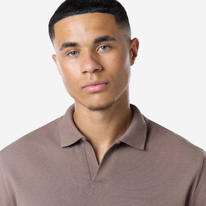 Smart Pique Open Collar Polo | Warm Brown