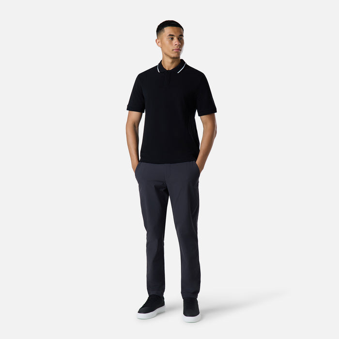 Smart Tipped Pique Polo | Black