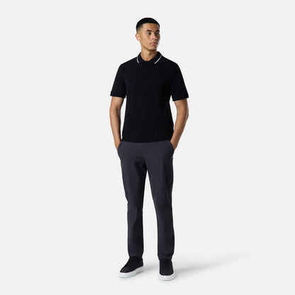 Smart Tipped Pique Polo | Black