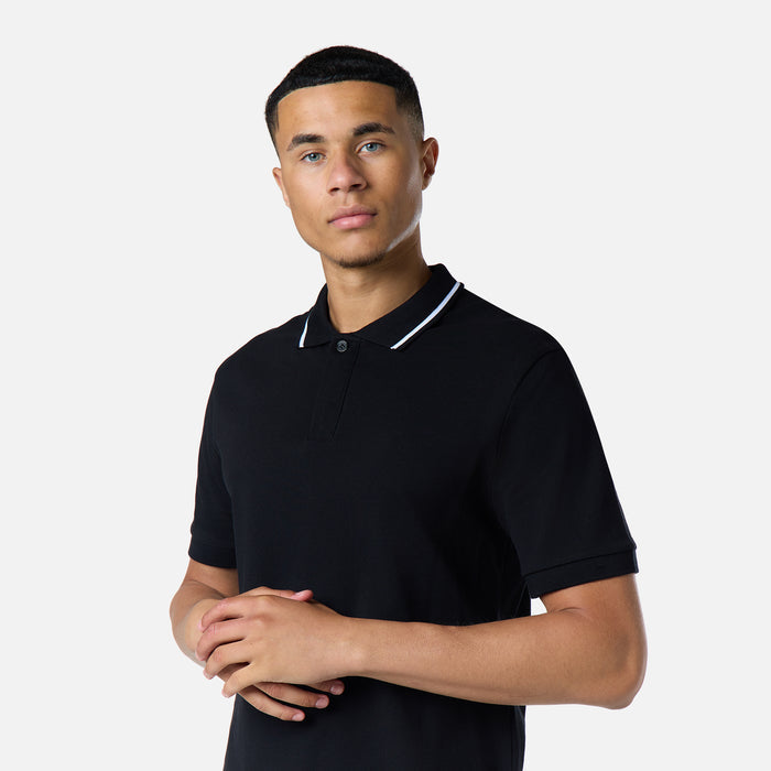 Smart Tipped Pique Polo | Black