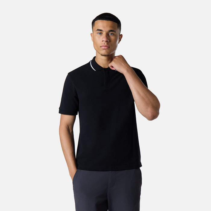 Smart Tipped Pique Polo | Black