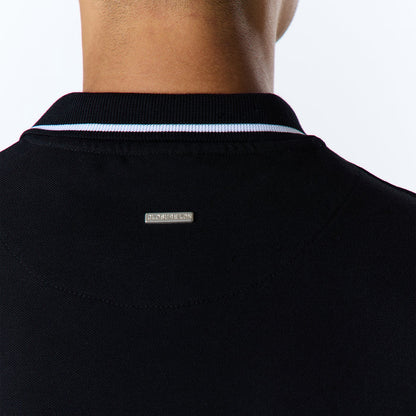 Smart Tipped Pique Polo | Black