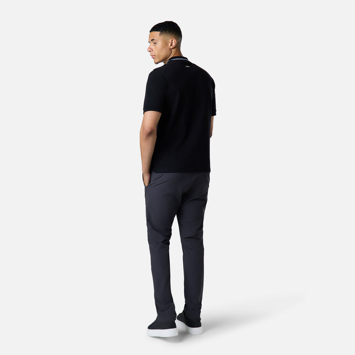 Smart Tipped Pique Polo | Black