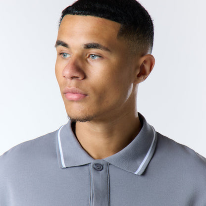 Smart Tipped Pique Polo | Mid Grey