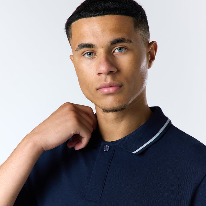 Smart Tipped Pique Polo | Navy