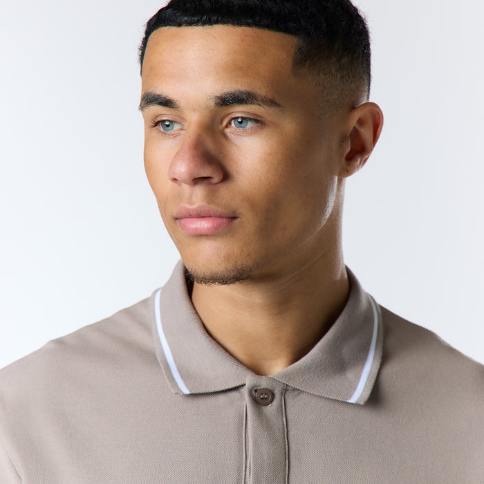 Smart Tipped Pique Polo | Taupe