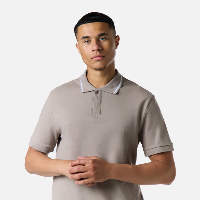 Smart Tipped Pique Polo | Taupe