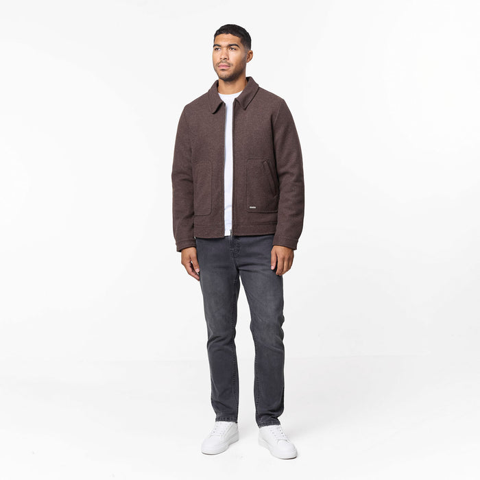 Smart Zip Faux Wool Jacket | Brown
