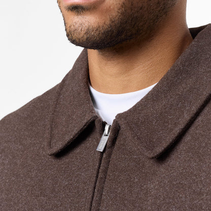 Smart Zip Faux Wool Jacket | Brown