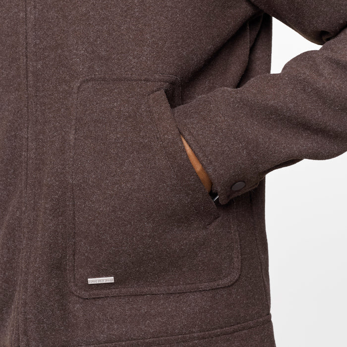 Smart Zip Faux Wool Jacket | Brown