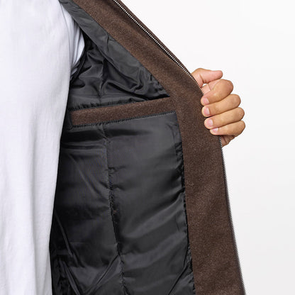 Smart Zip Faux Wool Jacket | Brown