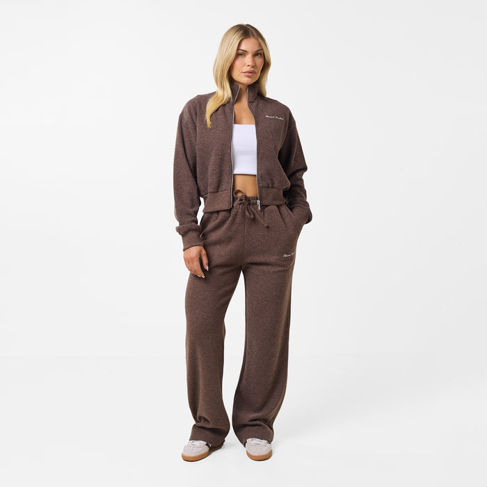Women's  Coffee Soft Knit Bomber Tracksuit  Closure London  Front View