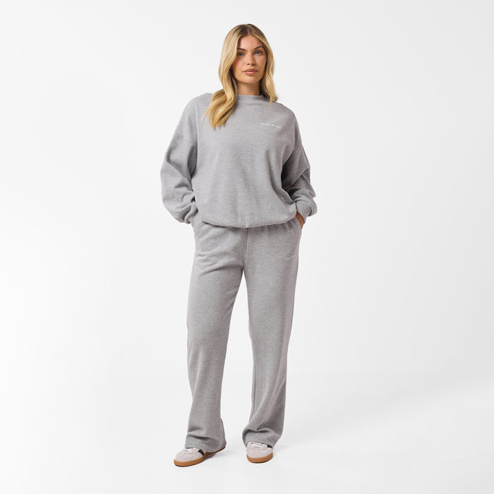Women's  Grey Marl Soft Knit Crewneck Tracksuit  Closure London  Front View