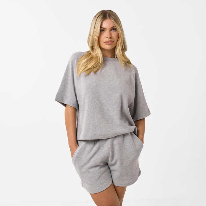 Women's  Grey Marl Soft Knit Twinset  Closure London  Front View