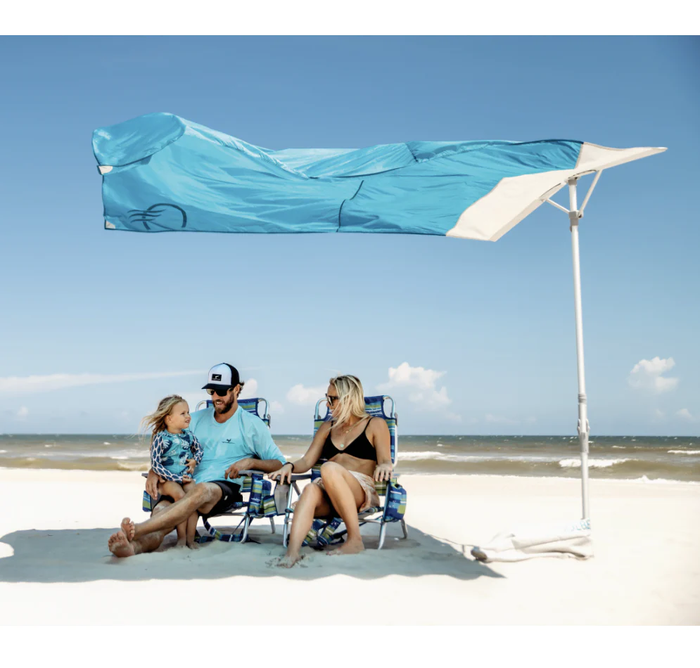 Solbello Sun Shade wind driven beach umbrella, adjustable aluminum and sail fabric canopy