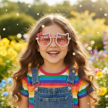 Sparkling Kitty-Shaped Rhinestone Sunglasses for Kids - Wholesale Pack (QE2978)