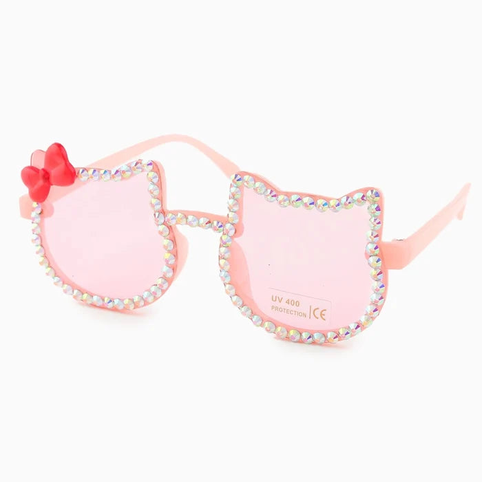 Sparkling Kitty-Shaped Rhinestone Sunglasses for Kids - Wholesale Pack (QE2978)
