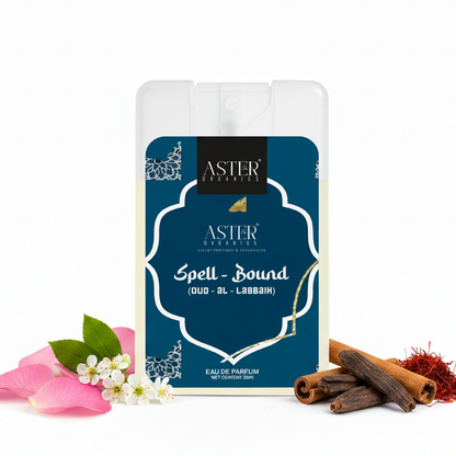 Spellbound Oud 20ml pocket perfume bottle with a dark, luxurious label.